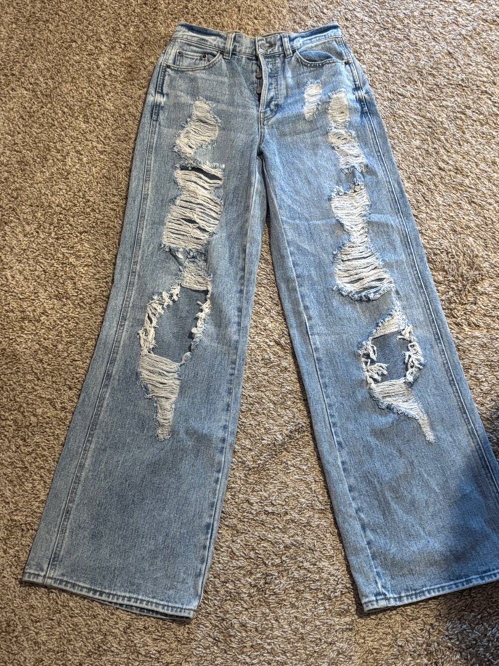 PacSun Light Blue Distressed Baggy Jeans